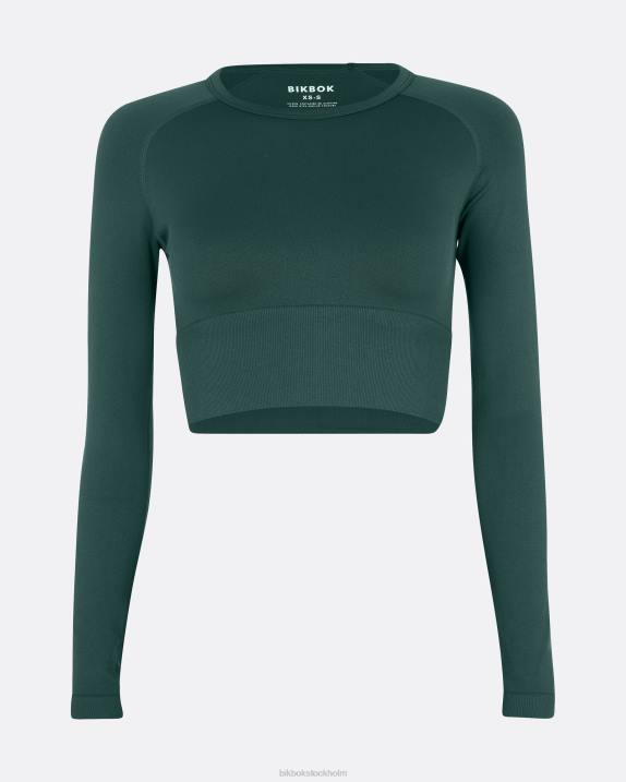 nw grundläggande sömlös långärmad mörkgrön Bik Bok Kläder 6T6V196