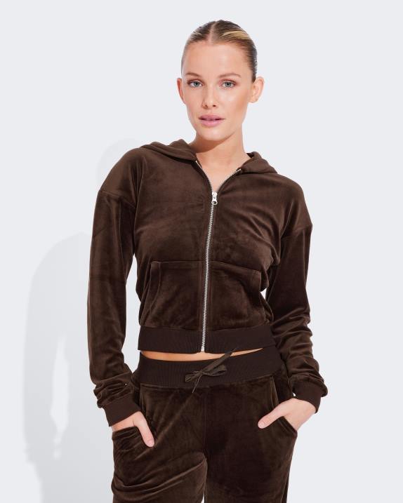 nw ikonisk zip-up mörkbrun melerad Bik Bok Kläder 6T6V423